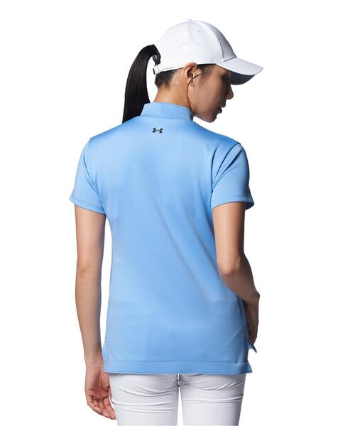 UNDER ARMOUR(アンダーアーマー)の「UAアーマーニット ショートスリーブ モックネック シャツ(ゴルフ/レディース)(ポロシャツ・レディース・ブルー系・S/L/M/XL)」の2枚目の写真