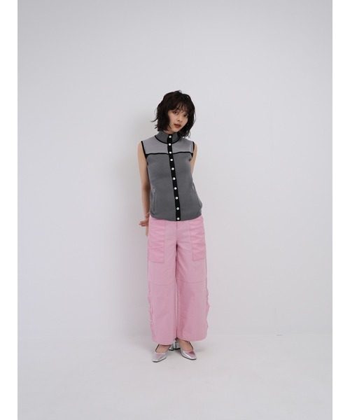 YENN★新品未使用❣️タンクトップ セール】ツートーン スリーブレス ニット タンクトップ