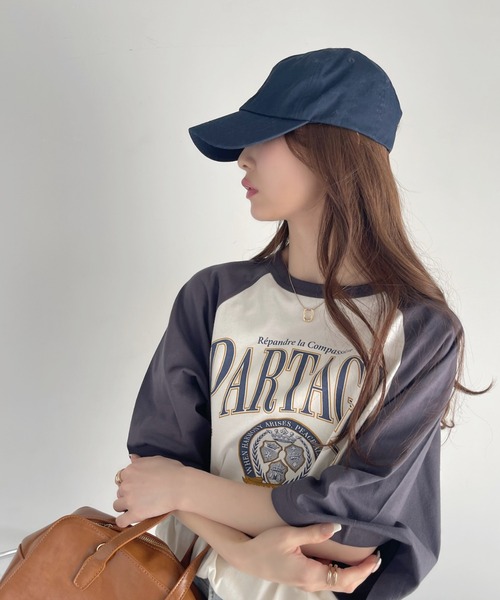 Ada.(エイダ)の「カレッジデザイン 半袖 ラグラン Tシャツ(Tシャツ/カットソー・レディース・ネイビー/アイボリー/ナチュラル・FREE)」の20枚目の写真