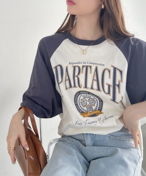 Ada.(エイダ)の「カレッジデザイン 半袖 ラグラン Tシャツ(Tシャツ/カットソー・レディース・ネイビー/アイボリー/ナチュラル・FREE)」の17枚目の写真