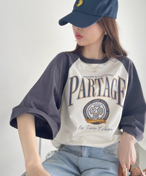 Ada.(エイダ)の「カレッジデザイン 半袖 ラグラン Tシャツ(Tシャツ/カットソー・レディース・ネイビー/アイボリー/ナチュラル・FREE)」の19枚目の写真
