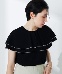 NOLLEY’S | ストレッチジョーゼット配色ラッフル衿ブラウス(シャツ/ブラウス)