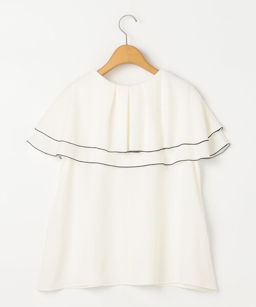 NOLLEY’S（ノーリーズ）の「ストレッチジョーゼット配色ラッフル衿ブラウス（シャツ/ブラウス・レディース・オフホワイト/ブラック・38）」の19枚目の写真