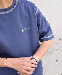 【WEB限定】SHIPS any: 〈接触冷感〉COTTON USA Cool touch ワンポイント ロゴ ステッチ デザイン Tシャツ◇