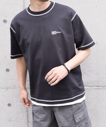 【WEB限定】SHIPS any: 〈接触冷感〉COTTON USA Cool touch ワンポイント ロゴ ステッチ デザイン Tシャツ◇