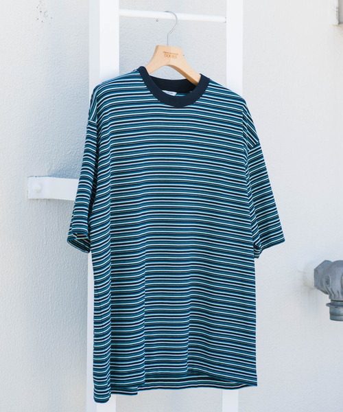 URBAN RESEARCH DOORS（アーバンリサーチドアーズ）の「マルチボーダーショートスリーブ Tシャツ（Tシャツ/カットソー・メンズ・ブルー系その他/ベージュ系その他/ブラック系その他・MEDIUM/LARGE/X-LARGE）」の3枚目の写真