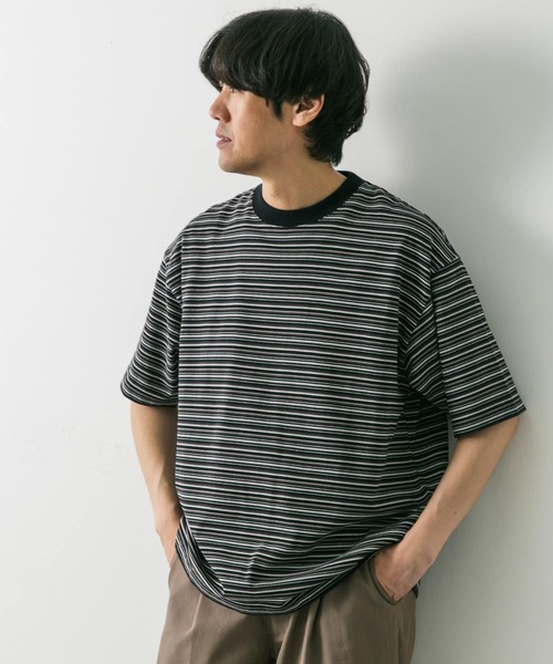 URBAN RESEARCH DOORS（アーバンリサーチドアーズ）の「マルチボーダーショートスリーブ Tシャツ（Tシャツ/カットソー・メンズ・ブルー系その他/ベージュ系その他/ブラック系その他・MEDIUM/LARGE/X-LARGE）」の5枚目の写真