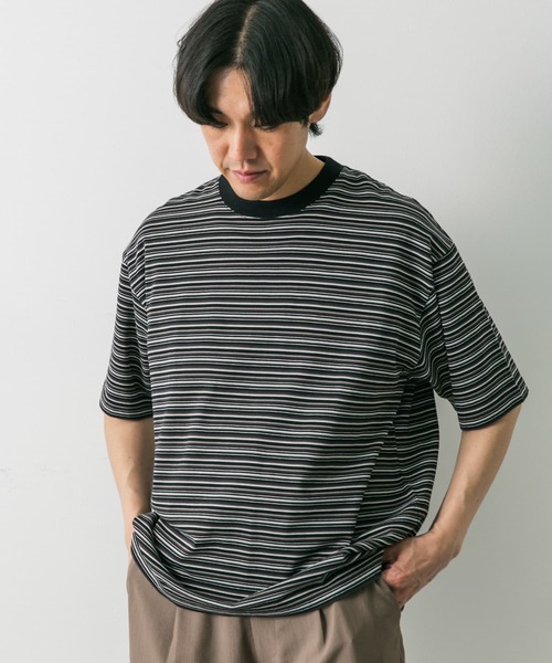 URBAN RESEARCH DOORS（アーバンリサーチドアーズ）の「マルチボーダーショートスリーブ Tシャツ（Tシャツ/カットソー・メンズ・ブルー系その他/ベージュ系その他/ブラック系その他・MEDIUM/LARGE/X-LARGE）」の6枚目の写真