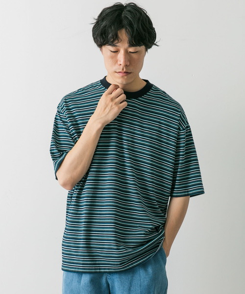 URBAN RESEARCH DOORS（アーバンリサーチドアーズ）の「マルチボーダーショートスリーブ Tシャツ（Tシャツ/カットソー・メンズ・ブルー系その他/ベージュ系その他/ブラック系その他・MEDIUM/LARGE/X-LARGE）」の17枚目の写真