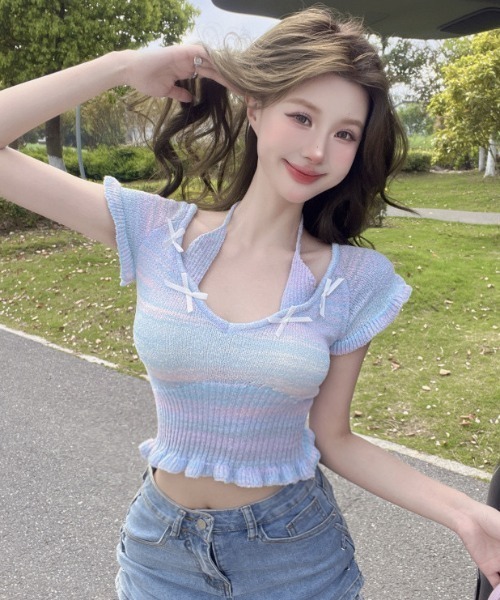 Sibra（シブラ）の「カラフルサマーニットプルオーバ（ニット/セーター・レディース・ブルー・M）」の10枚目の写真