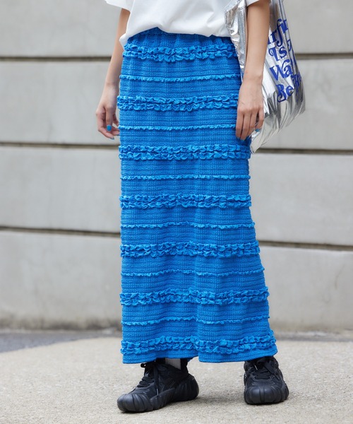 RODEO CROWNS WIDE BOWL（ロデオクラウンズワイドボウル）の「ふくれボーダーナロースカート（スカート・レディース・ライトグリーン/ブルー/ブラック/ピンク・FREE）」の3枚目の写真