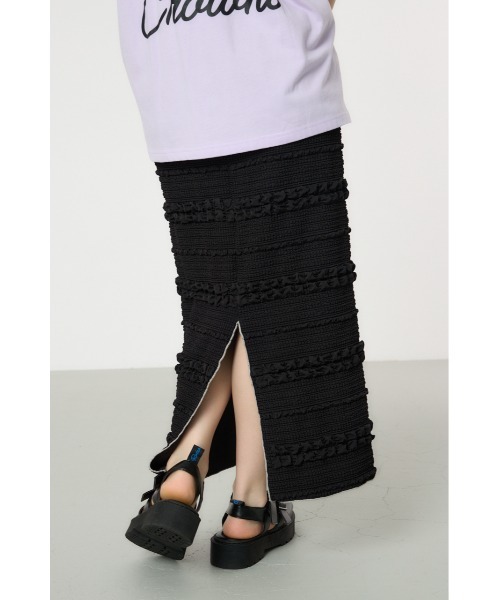 RODEO CROWNS WIDE BOWL（ロデオクラウンズワイドボウル）の「ふくれボーダーナロースカート（スカート・レディース・ライトグリーン/ブルー/ブラック/ピンク・FREE）」の12枚目の写真