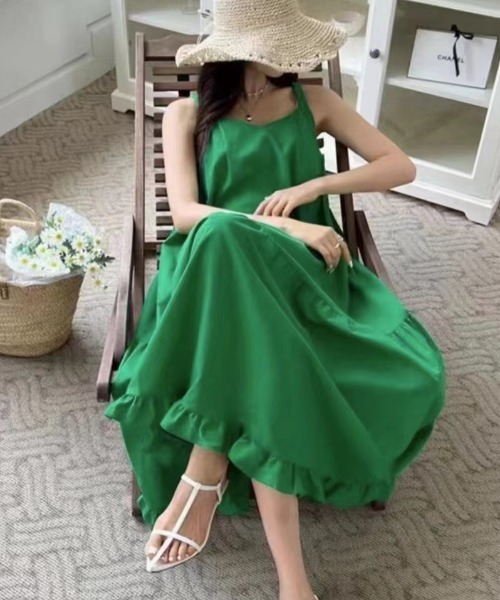 Gs（ジーエス）の「Vネックティアードキャミワンピース（ワンピース・レディース・ブラック/イエロー/グリーン/ホワイト・FREE）」の9枚目の写真