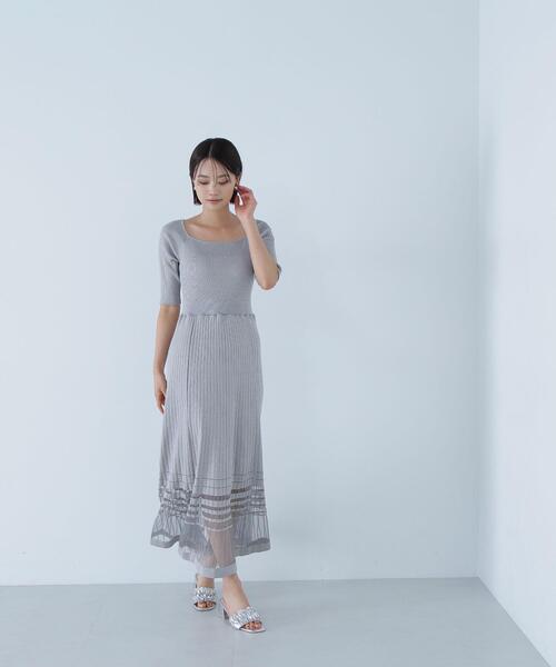 NATURAL BEAUTY BASIC(ナチュラルビューティーベーシック)の「◇ヘムラインシアーニットワンピース(ワンピース・レディース・グレー/ダークブラウン・MEDIUM)」の10枚目の写真