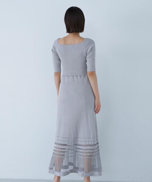 NATURAL BEAUTY BASIC(ナチュラルビューティーベーシック)の「◇ヘムラインシアーニットワンピース(ワンピース・レディース・グレー/ダークブラウン・MEDIUM)」の12枚目の写真