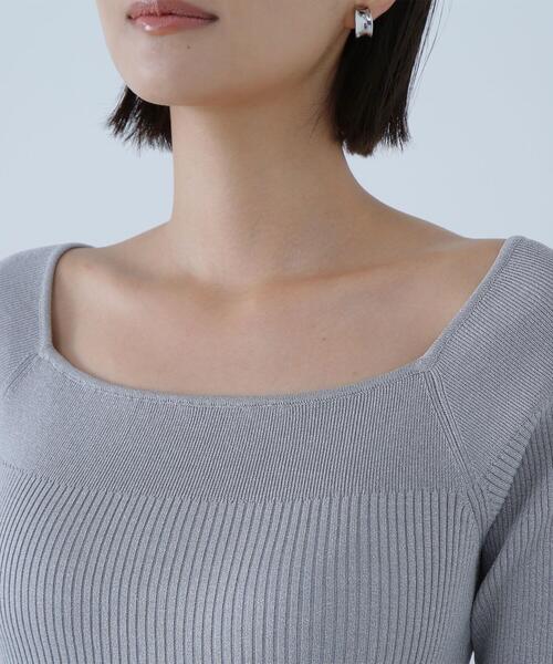 NATURAL BEAUTY BASIC(ナチュラルビューティーベーシック)の「◇ヘムラインシアーニットワンピース(ワンピース・レディース・グレー/ダークブラウン・MEDIUM)」の13枚目の写真