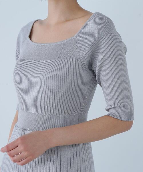 NATURAL BEAUTY BASIC(ナチュラルビューティーベーシック)の「◇ヘムラインシアーニットワンピース(ワンピース・レディース・グレー/ダークブラウン・MEDIUM)」の14枚目の写真