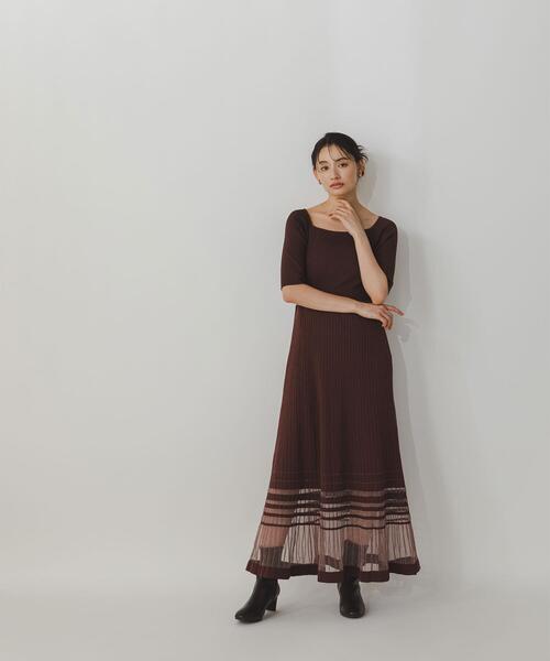 NATURAL BEAUTY BASIC(ナチュラルビューティーベーシック)の「◇ヘムラインシアーニットワンピース(ワンピース・レディース・グレー/ダークブラウン・MEDIUM)」の22枚目の写真