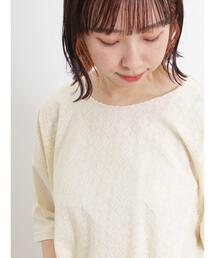 Samansa Mos2 | スカラップレース切替カットソー(Tシャツ/カットソー)