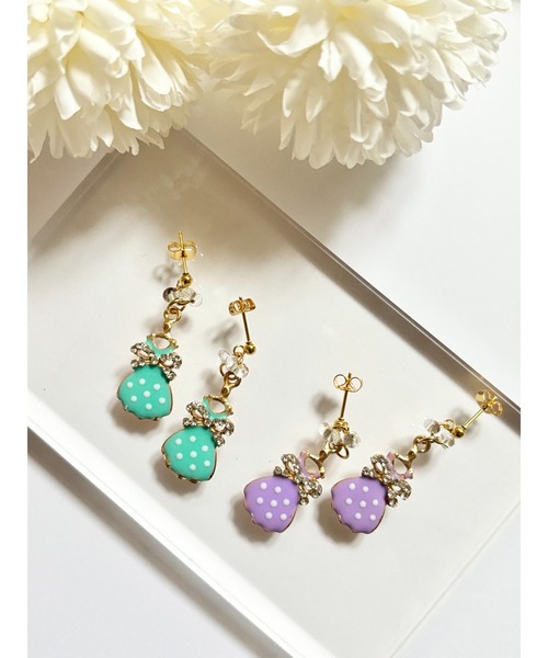 tone(トーン)の「【YM】リボン×ドレス サージカルステンレスピアス(MA)(ピアス(両耳用)・レディース・グリーン/パープル・FREE)」の9枚目の写真