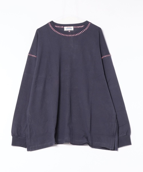 SOUNDSGOOOOD(サウンズグッド)の「【SOUNDS GOOOOD / サウンズグッド】オーバーサイズ配色ステッチサイドスリットTee(Tシャツ/カットソー・メンズ・ダークグリーン/オフホワイト/チャコールグレー/ブラック系その他2/ホワイト/ブラウン/ネイビー・ONE SIZE)」の7枚目の写真