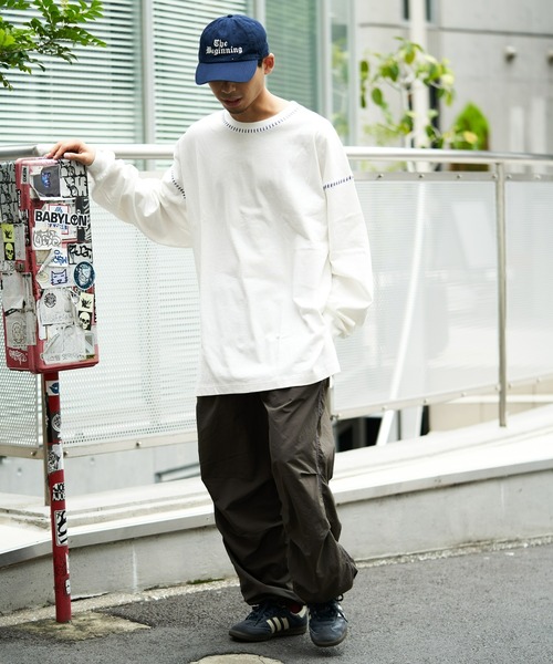 SOUNDSGOOOOD(サウンズグッド)の「【SOUNDS GOOOOD / サウンズグッド】オーバーサイズ配色ステッチサイドスリットTee(Tシャツ/カットソー・メンズ・ダークグリーン/オフホワイト/チャコールグレー/ブラック系その他2/ホワイト/ブラウン/ネイビー・ONE SIZE)」の12枚目の写真