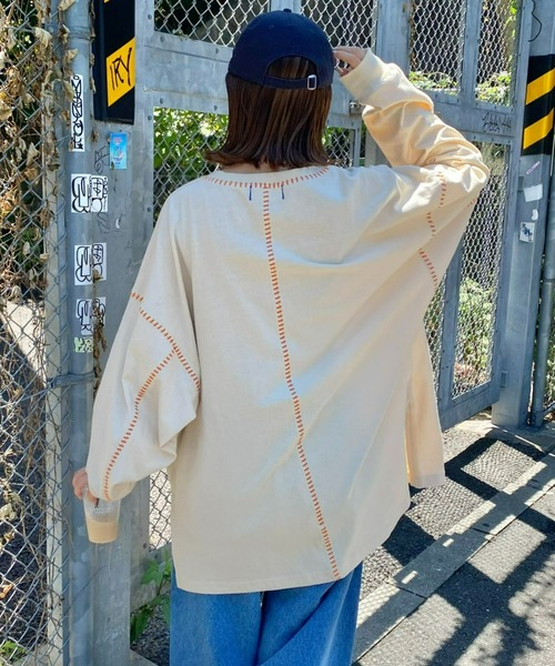 SOUNDSGOOOOD(サウンズグッド)の「【SOUNDS GOOOOD / サウンズグッド】オーバーサイズ配色ステッチサイドスリットTee(Tシャツ/カットソー・メンズ・ダークグリーン/オフホワイト/チャコールグレー/ブラック系その他2/ホワイト/ブラウン/ネイビー・ONE SIZE)」の22枚目の写真