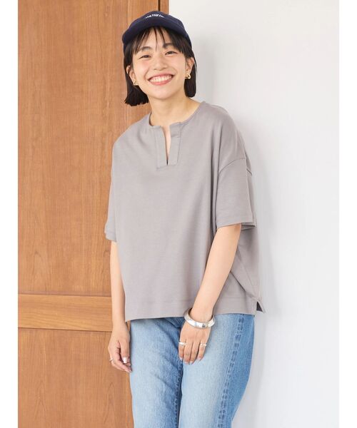 AMERICAN HOLIC（アメリカンホリック）の「カフタン5分袖カットプルオーバー（Tシャツ/カットソー・レディース・グレー/オフホワイト/チャコールグレー・L/M）」の10枚目の写真