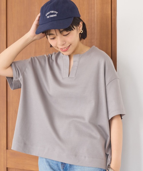 AMERICAN HOLIC（アメリカンホリック）の「カフタン5分袖カットプルオーバー（Tシャツ/カットソー・レディース・グレー/オフホワイト/チャコールグレー・L/M）」の3枚目の写真