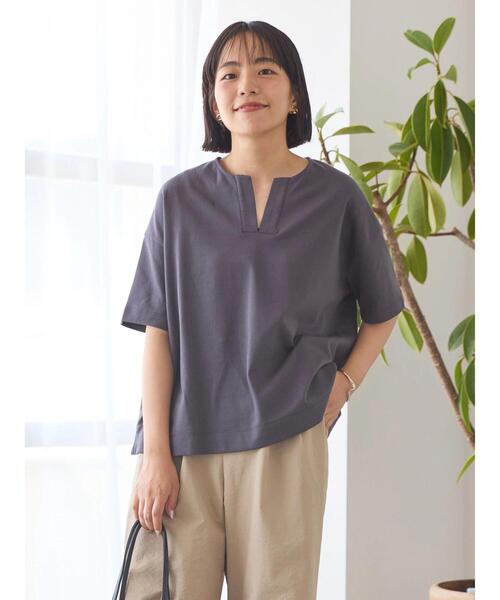 AMERICAN HOLIC（アメリカンホリック）の「カフタン5分袖カットプルオーバー（Tシャツ/カットソー・レディース・グレー/オフホワイト/チャコールグレー・L/M）」の6枚目の写真