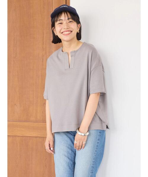 AMERICAN HOLIC（アメリカンホリック）の「カフタン5分袖カットプルオーバー（Tシャツ/カットソー・レディース・グレー/オフホワイト/チャコールグレー・L/M）」の4枚目の写真