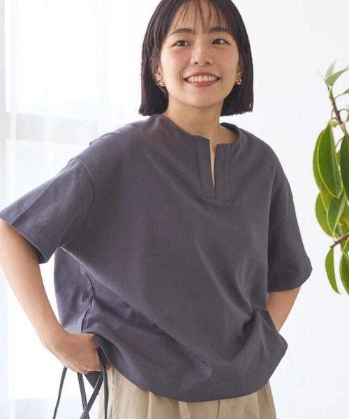 AMERICAN HOLIC（アメリカンホリック）の「カフタン5分袖カットプルオーバー（Tシャツ/カットソー・レディース・グレー/オフホワイト/チャコールグレー・L/M）」の9枚目の写真