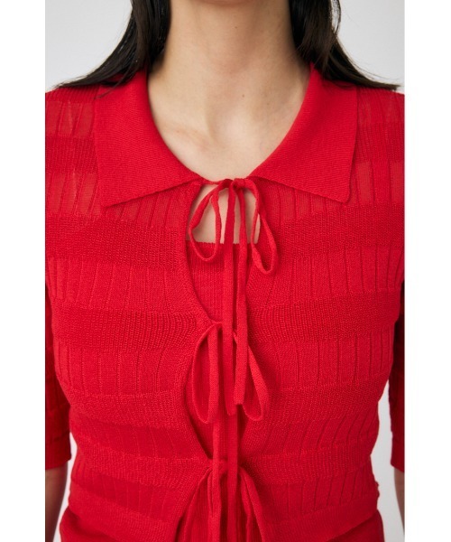 MOUSSY（マウジー）の「ニットキャミソール & リボンシャツセット（シャツ/ブラウス・レディース・ライトブラック/レッド/ライトベージュ・FREE）」の12枚目の写真