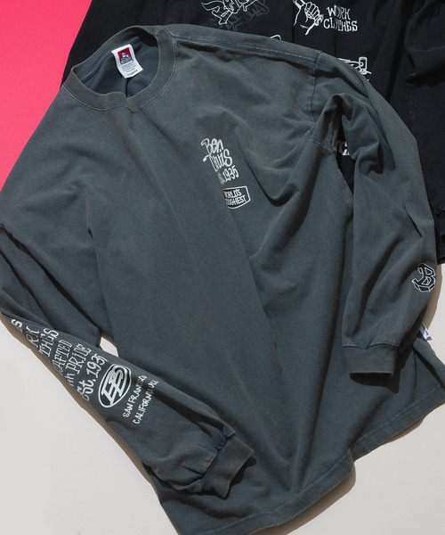 BEN DAVIS（ベンデイビス）の「【BEN DAVIS/ベンデイビス】パウダーブリーチ加工ロンT 長袖 刺繍 ビックサイズ（Tシャツ/カットソー・メンズ・グリーン/ブラック/グレー・X-LARGE/LARGE/MEDIUM/SMALL）」の3枚目の写真