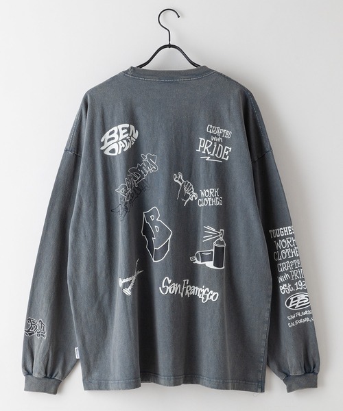 BEN DAVIS（ベンデイビス）の「【BEN DAVIS/ベンデイビス】パウダーブリーチ加工ロンT 長袖 刺繍 ビックサイズ（Tシャツ/カットソー・メンズ・グリーン/ブラック/グレー・X-LARGE/LARGE/MEDIUM/SMALL）」の14枚目の写真