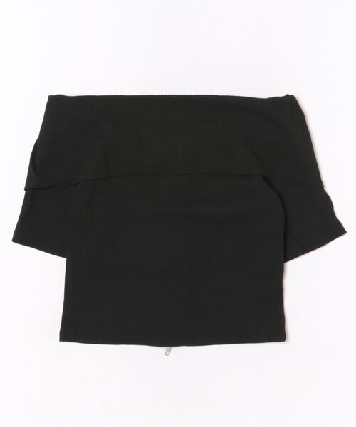 GORGE(ゴージ)の「《Wジップ×オフショル》レディース リブ 半袖トップス 体型カバー セクシーカジュアル 春夏秋(Tシャツ/カットソー・レディース・ブラック/オフホワイト/グレー・F)」の12枚目の写真