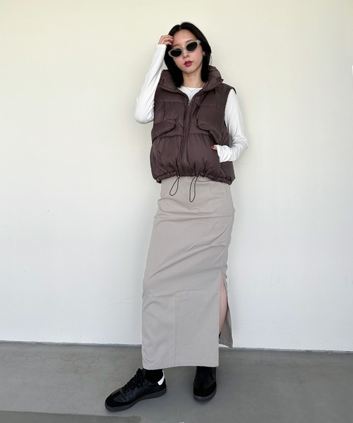 ♡極美品♡エンフォルドロングスカート　グレー36 ENLIKE（エンリケ）の「サイドタックスリットロングスカート（スカート