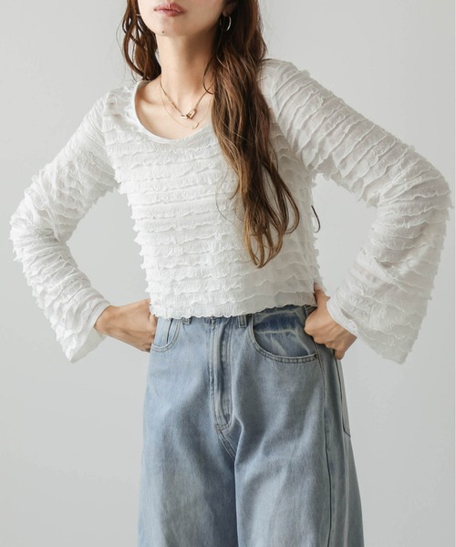 SUGAR BISKET(シュガービスケット)の「シアーフリルトップス(Tシャツ/カットソー・レディース・ブラック/ホワイト・フリー)」の19枚目の写真