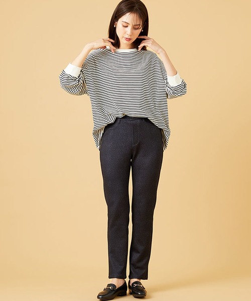BELLUNA PLUS（ベルーナ）の「ゆったり体型カバー！ボーダープルオーバー（Tシャツ/カットソー・レディース・ホワイト×ブラック/ベージュ×ブラック/ブラック×ホワイト・M/L/XL/2XL/4XL）」の6枚目の写真