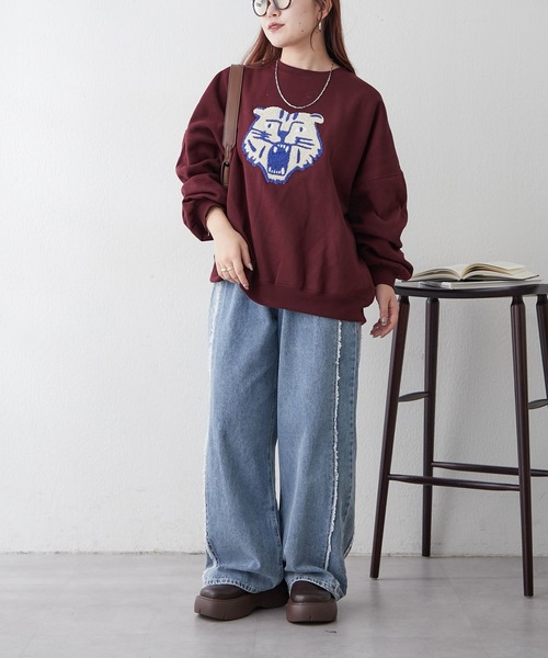 Remind me and forever（リマインドミーアンドフォーエバー）の「【リバイバル】トラサガラプルオーバー（スウェット・レディース・オートミール/ブラック/ボルドー・FREE）」の18枚目の写真