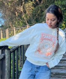 ROXY | SWELL SEEKER/ロキシーヴィンテージ風ピグメント加工フロントデザインスウェットトレーナー(スウェット)