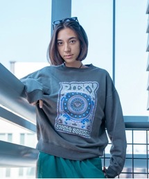 SWELL SEEKER/ロキシーヴィンテージ風ピグメント加工フロントデザインスウェットトレーナー