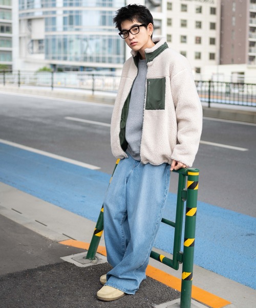 WEGO（ウィゴー）の「WEGO/ボアブルゾン（ブルゾン・メンズ・オフホワイト/ダークグレー/ベージュ・MEDIUM/SMALL/LARGE）」の6枚目の写真