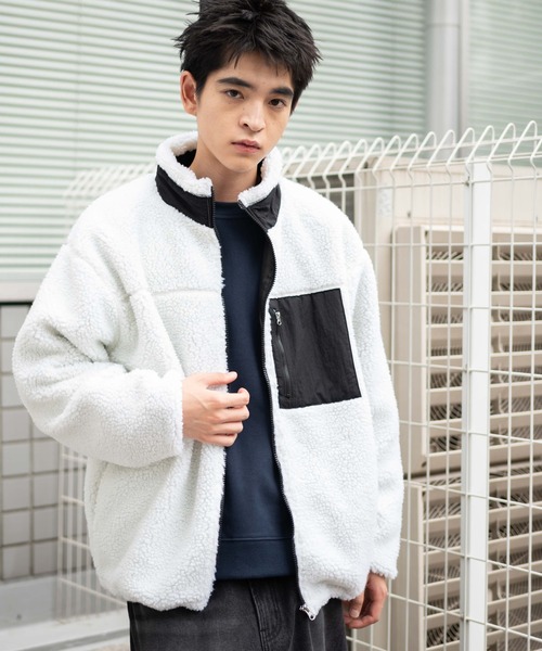 WEGO（ウィゴー）の「WEGO/ボアブルゾン（ブルゾン・メンズ・オフホワイト/ダークグレー/ベージュ・MEDIUM/SMALL/LARGE）」の10枚目の写真