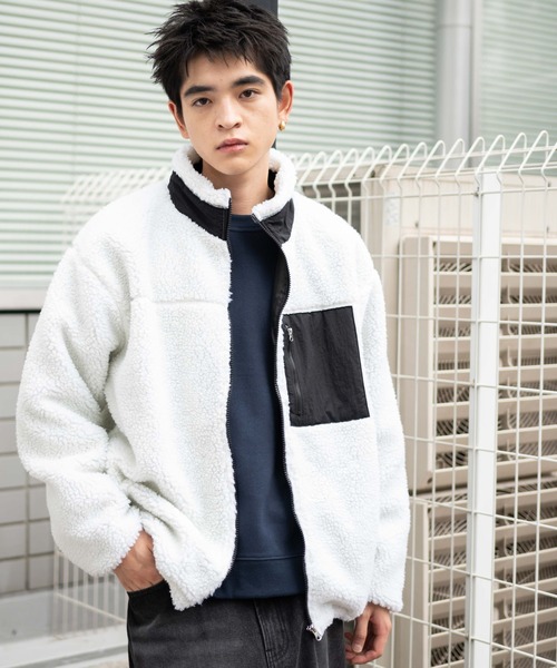 WEGO（ウィゴー）の「WEGO/ボアブルゾン（ブルゾン・メンズ・オフホワイト/ダークグレー/ベージュ・MEDIUM/SMALL/LARGE）」の11枚目の写真