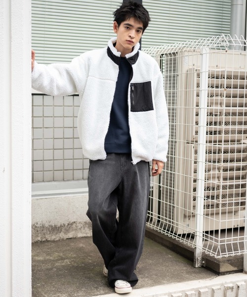 WEGO（ウィゴー）の「WEGO/ボアブルゾン（ブルゾン・メンズ・オフホワイト/ダークグレー/ベージュ・MEDIUM/SMALL/LARGE）」の13枚目の写真