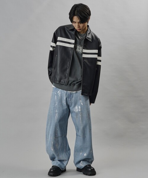 セール】PUBLUX/パブリュクス Fake leather line Jacket