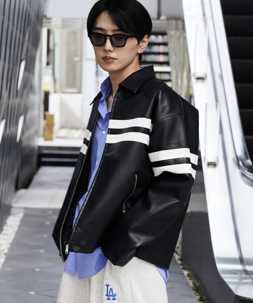 セール】PUBLUX/パブリュクス Fake leather line Jacket