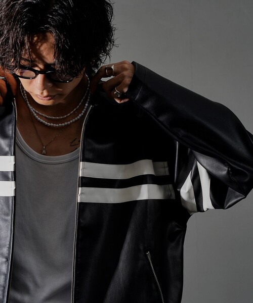 セール】PUBLUX/パブリュクス Fake leather line Jacket