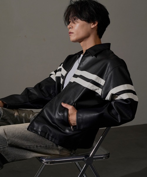 セール】PUBLUX/パブリュクス Fake leather line Jacket